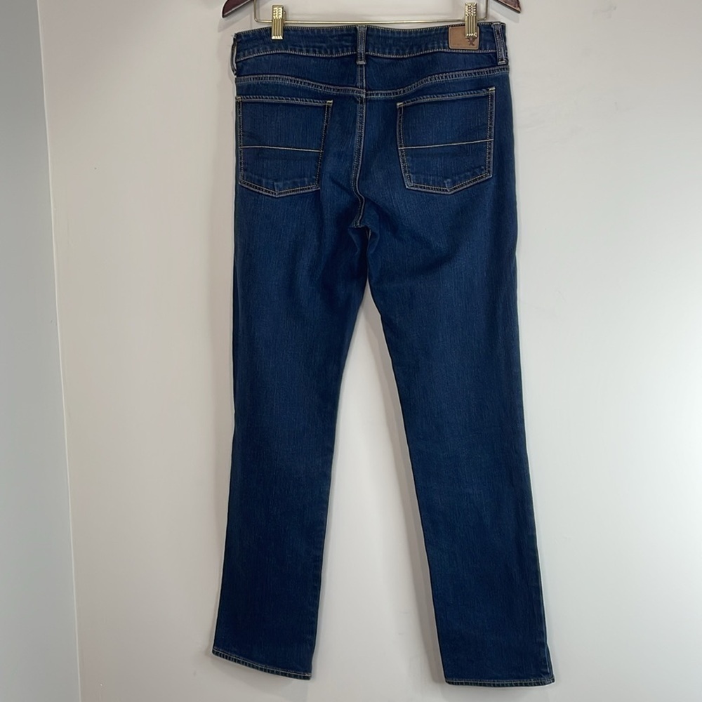 AMERICAN EAGLE Retro Low Rise Straight Stretch Jeans Blue Dark Wash Denim 10 - Picture 7 of 9